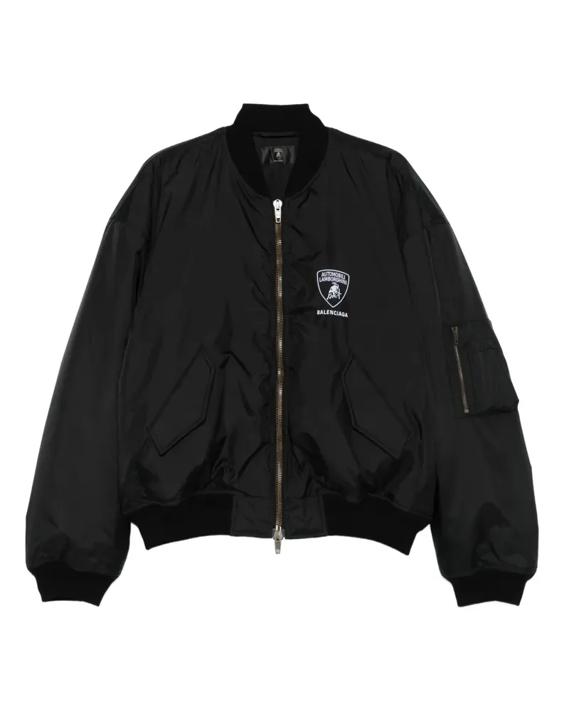 Balenciaga Automobili Bomberjacke mit Lamborghini-Logo - Schwarz Schwarz