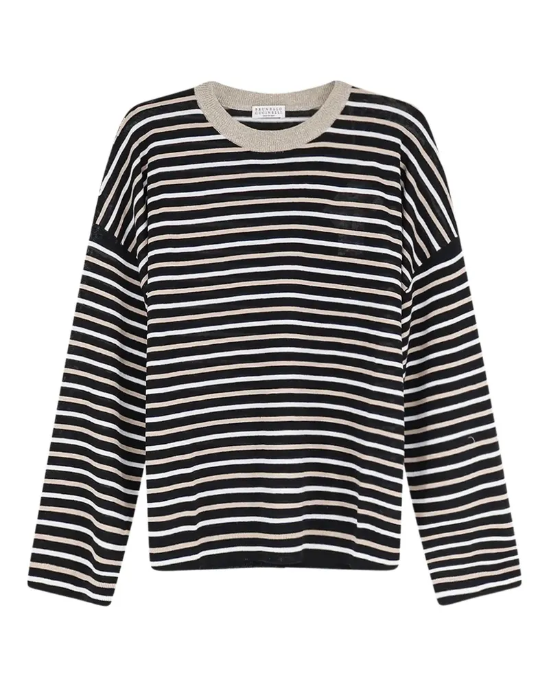 Brunello Cucinelli striped crew neck sweater - Schwarz Schwarz