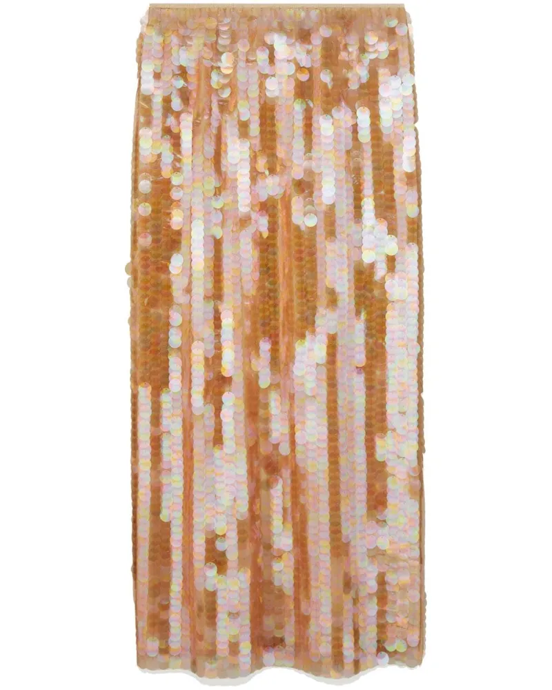 Tory Burch Paillettenrock mit hohem Bund - Nude Nude