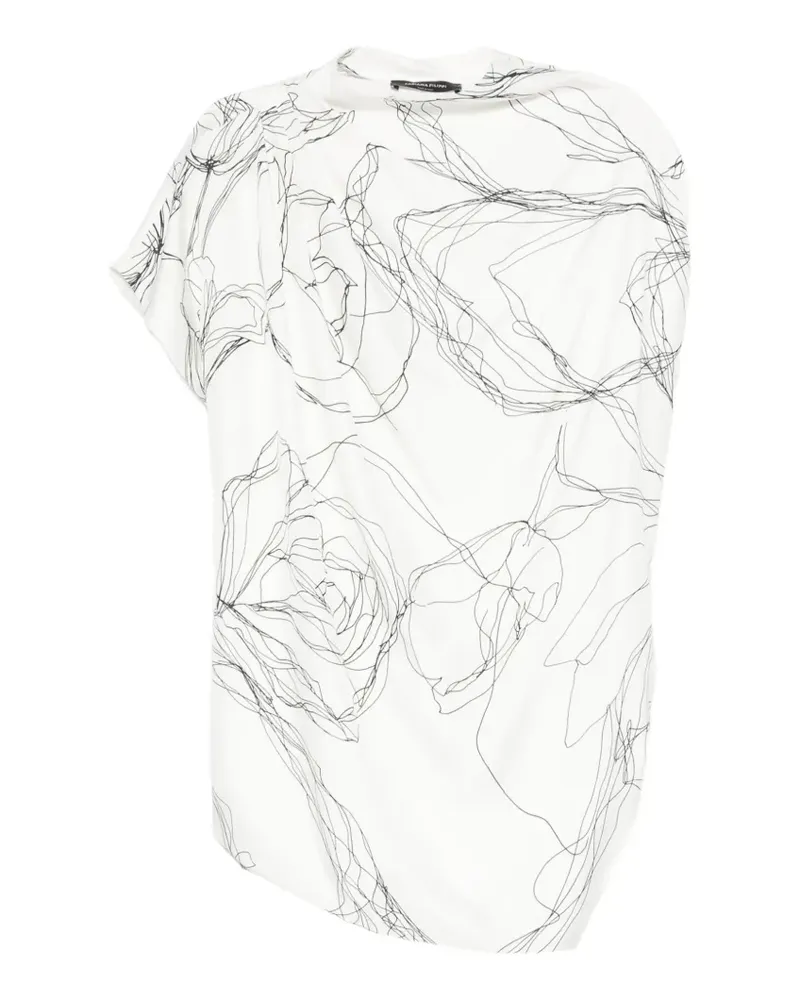 Fabiana Filippi Drapiertes Top mit Blumenprint - Blau Blau