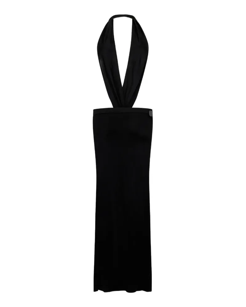 Dsquared2 Langes Kleid aus glänzendem Viskose-Jersey - Schwarz Schwarz
