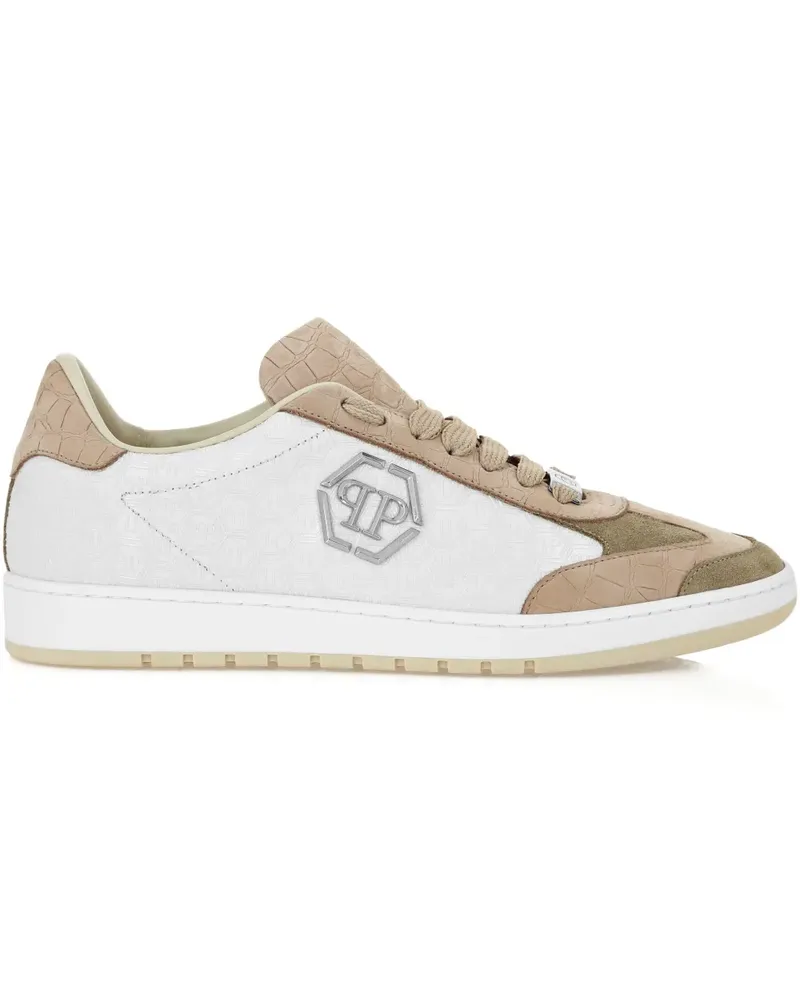Philipp Plein Mixed Monogram Sneakers mit Kroko-Effekt - Nude Nude