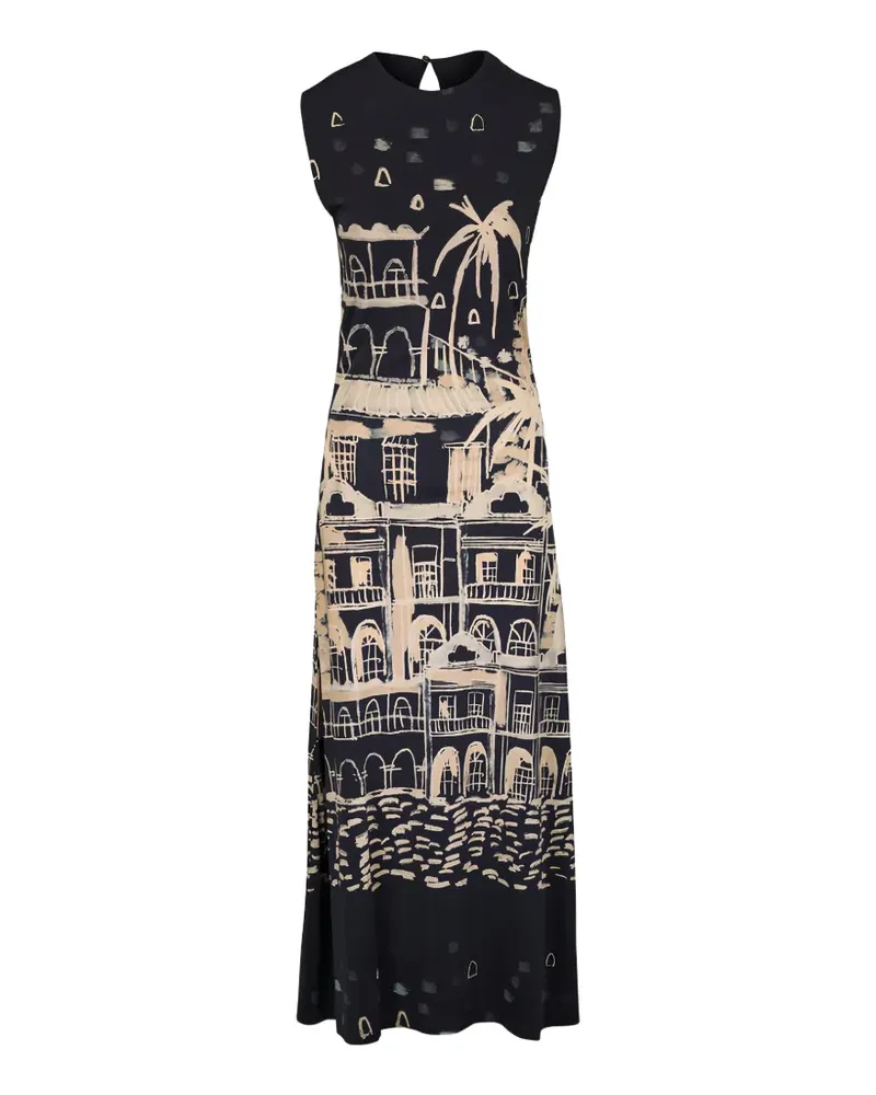 Johanna Ortiz print-detail sleeveless midi dress - Schwarz Schwarz