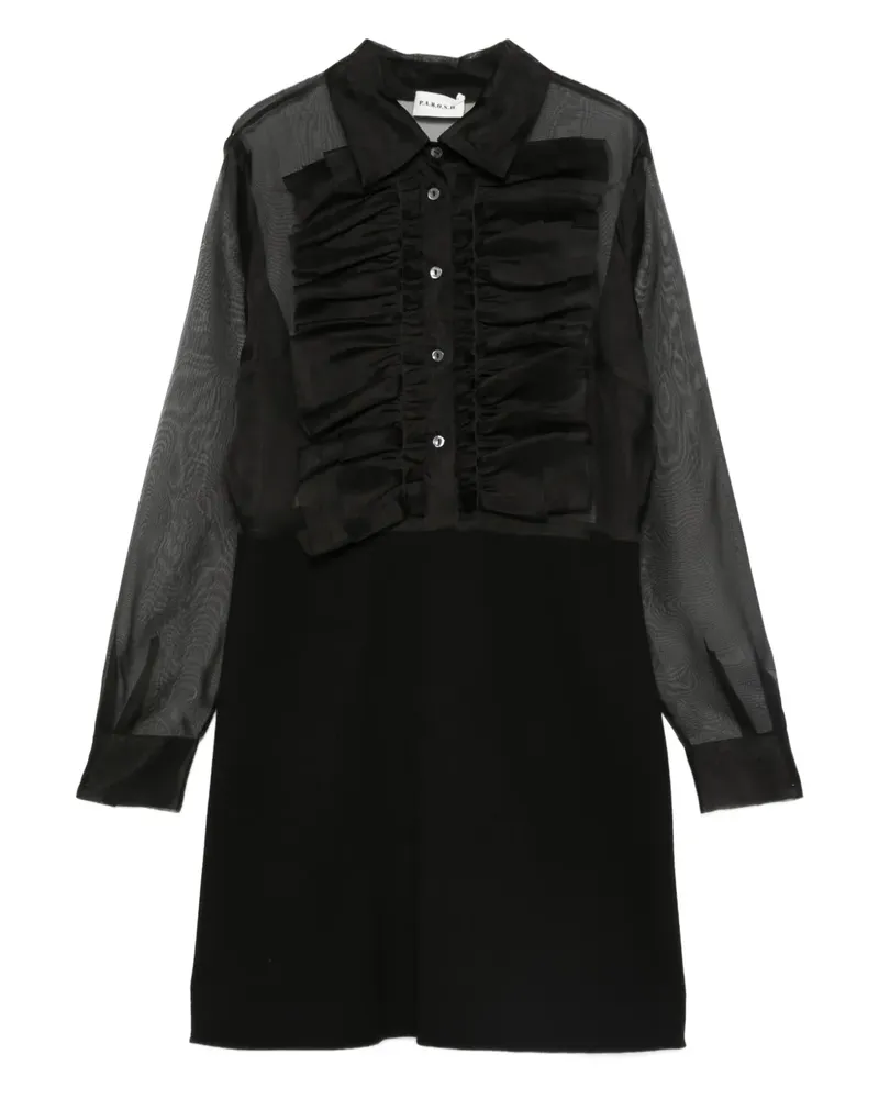 P.A.R.O.S.H. P.A.R.O H. Gerüschtes Kleid mit semi-transparenten Einsätzen - Schwarz Schwarz