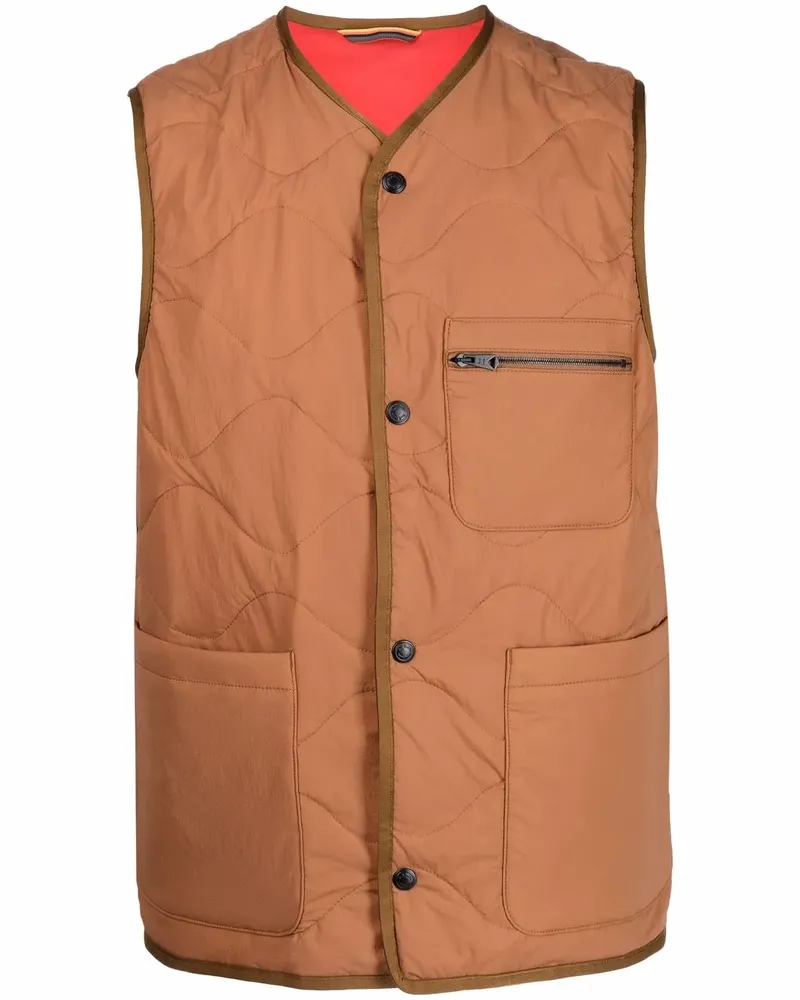 Paul Smith Weste mit gestepptem Wellenmuster - Braun Braun