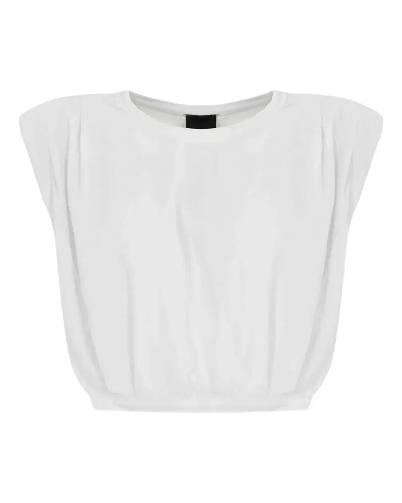 Pinko Cropped-T-Shirt mit Schulterpolstern - Weiß Weiß
