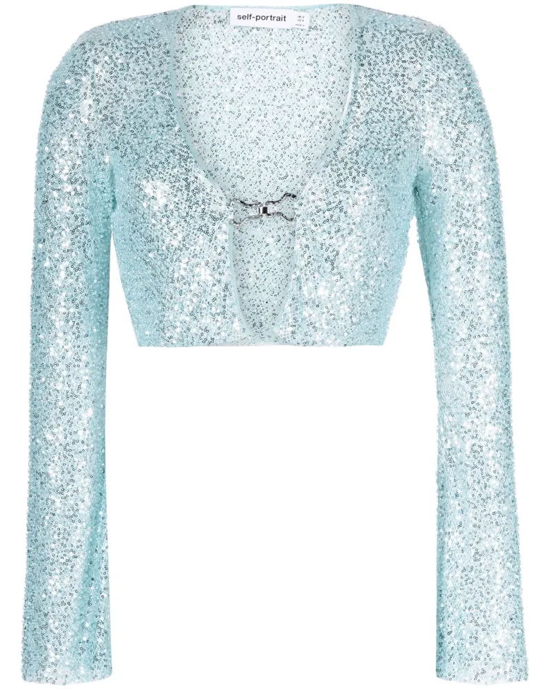 Self-Portrait Offener Cardigan - Blau Blau