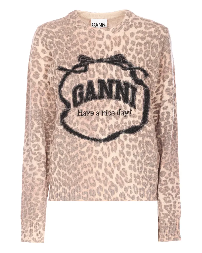 Ganni leopard-patterned top - Nude Nude