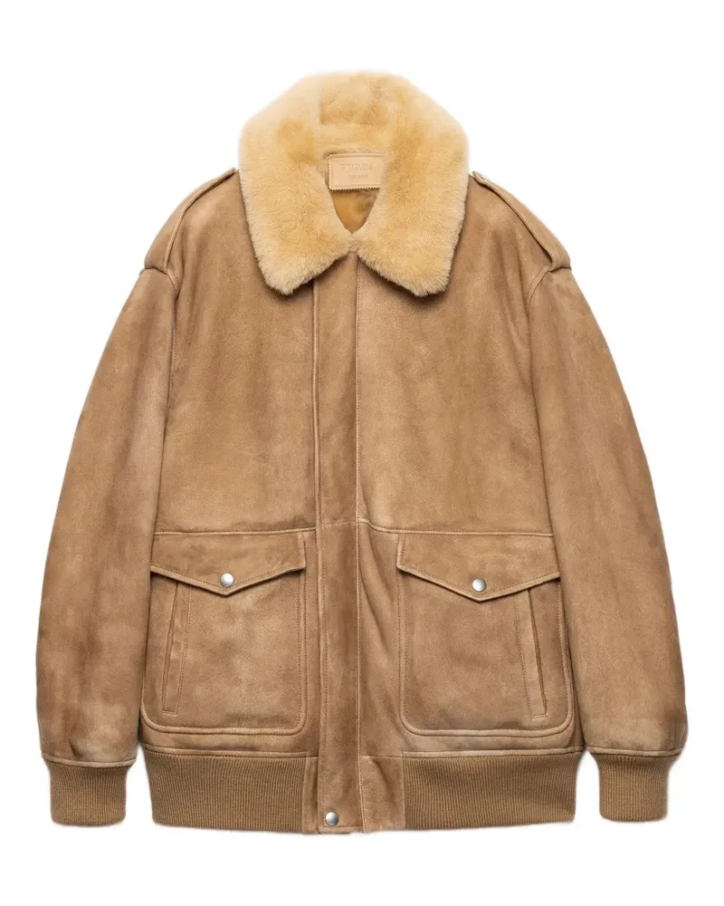 Prada Jacke mit Shearling-Kragen - Braun Braun