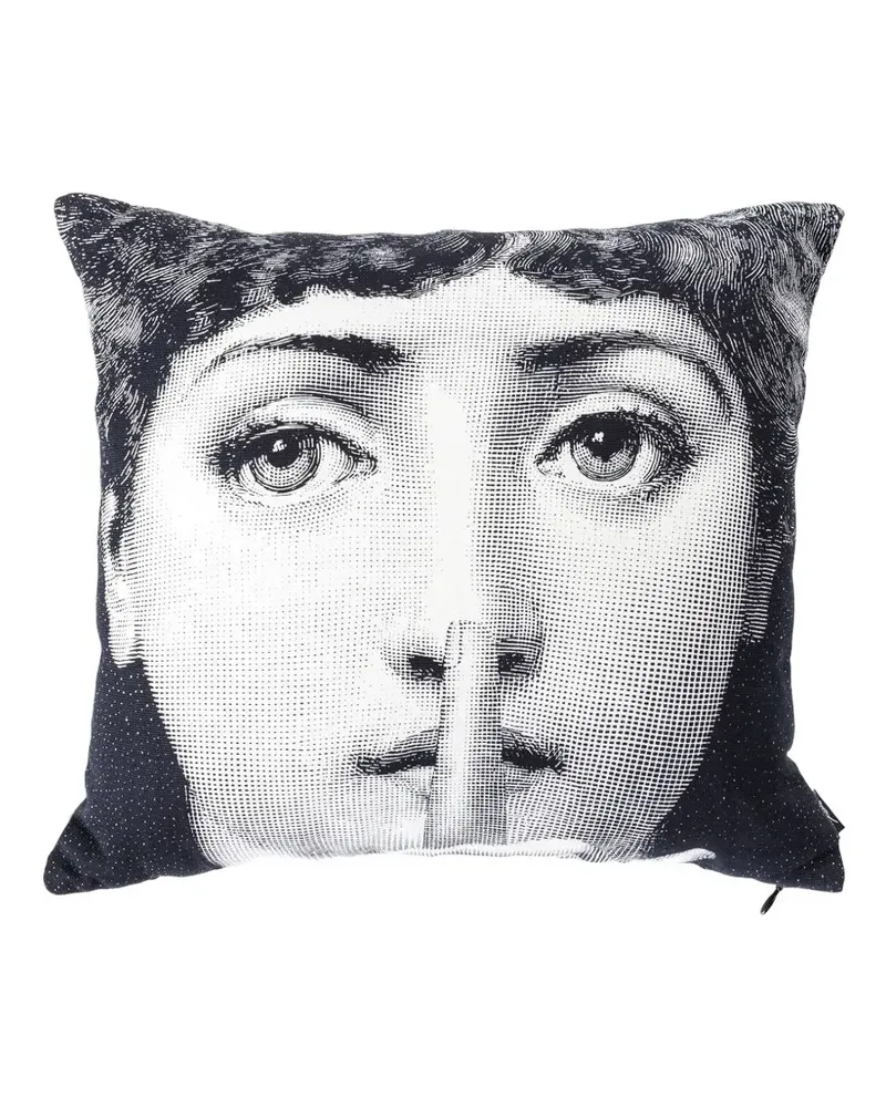 Fornasetti Silenzio photograph-print cushion - Weiß Weiß