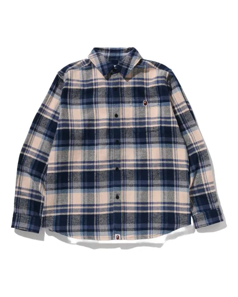 BAPE plaid appliqué shirt - Blau Blau