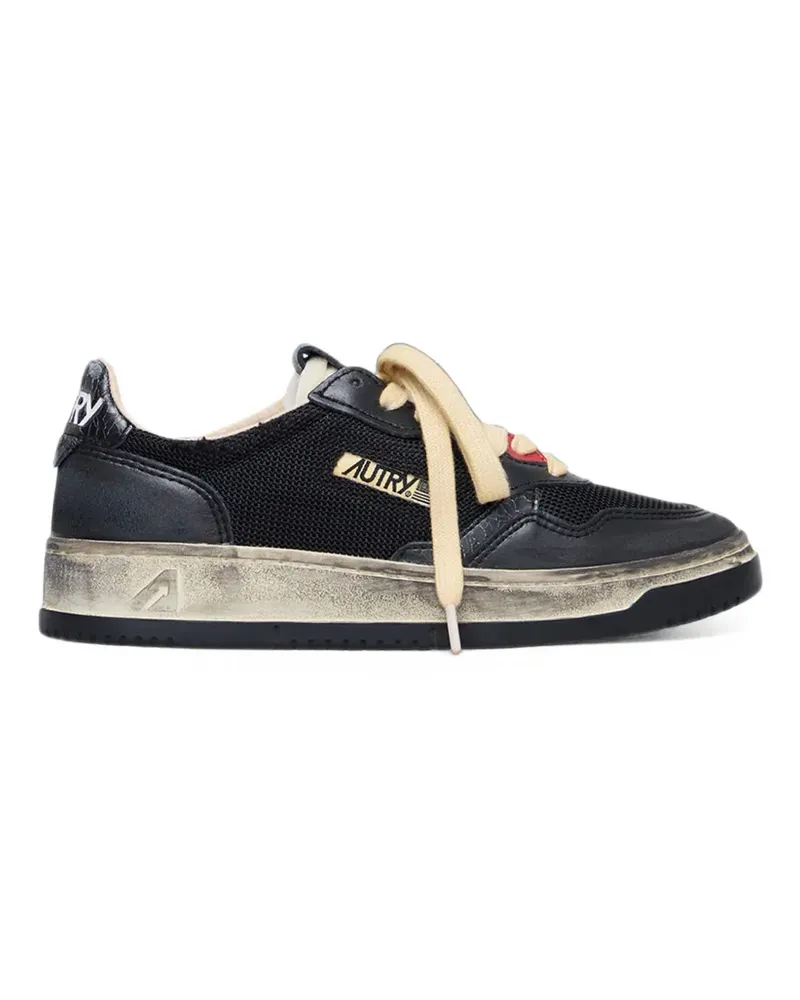 AUTRY Medalist Low Super Vintage sneakers in white and tanzanite leather and dragon mesh - Schwarz Schwarz