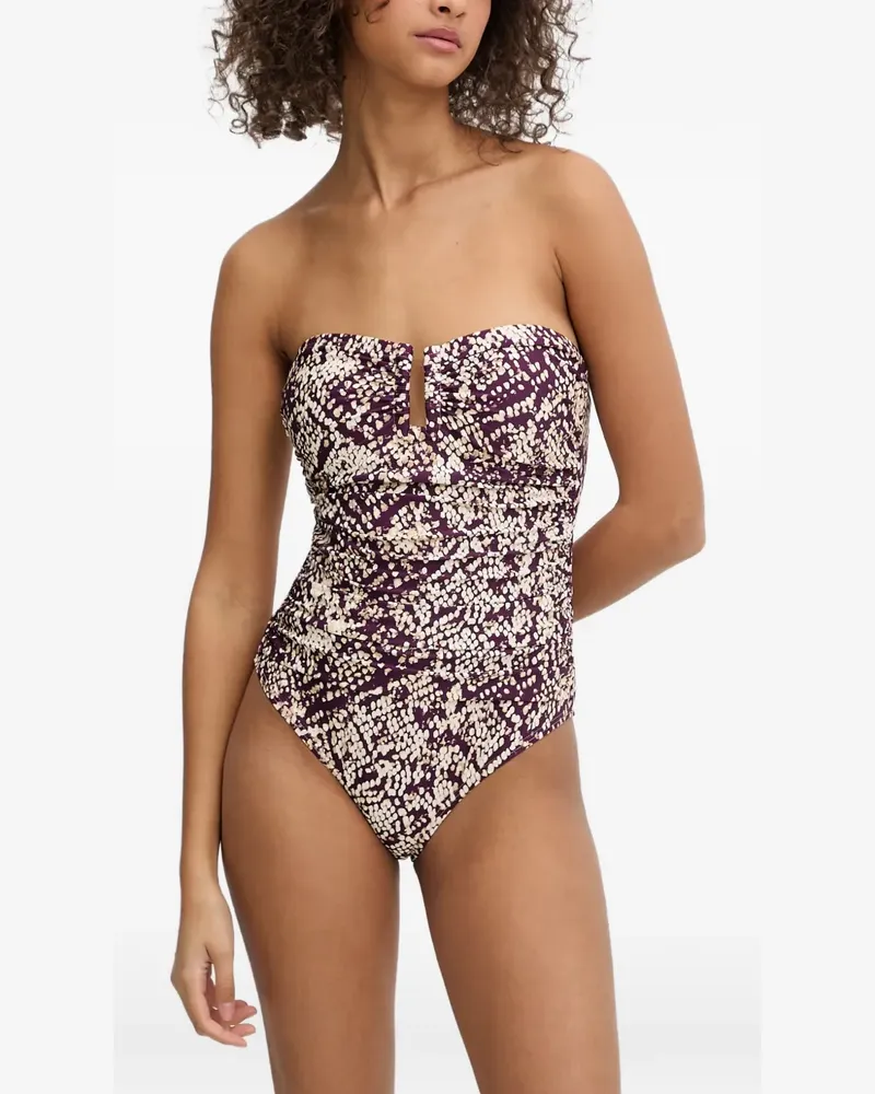 DKNY snake-print ruched swimsuit - Violett Violett