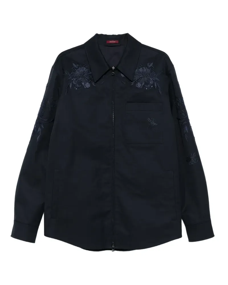Gucci Jacke mit Blumenstickerei - Blau Blau
