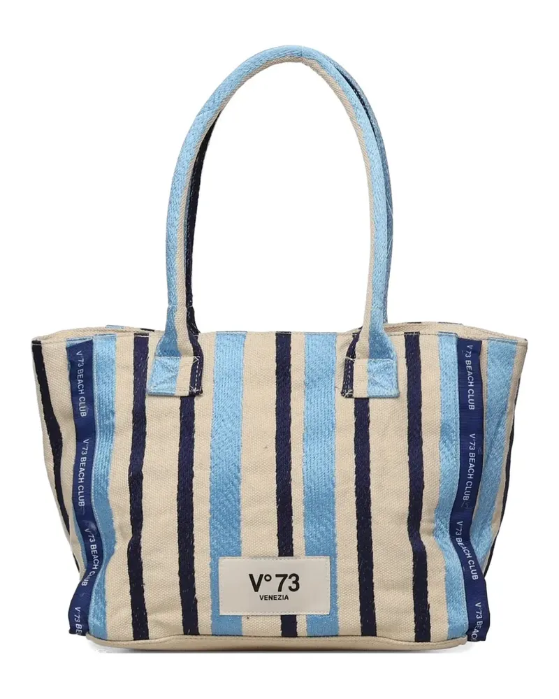 V°73 Gestreifte Schultertasche mit Henkel - Blau Blau
