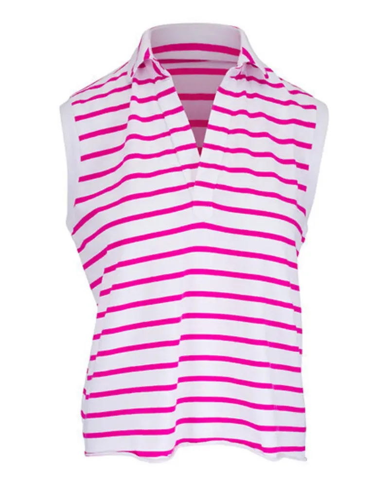 Frank & Eileen Olivia striped polo top - Weiß Weiß