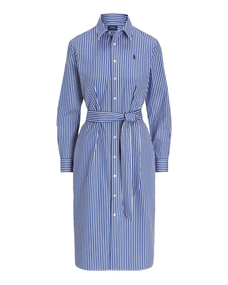 Ralph Lauren striped-pattern belted midi dress - Blau Blau