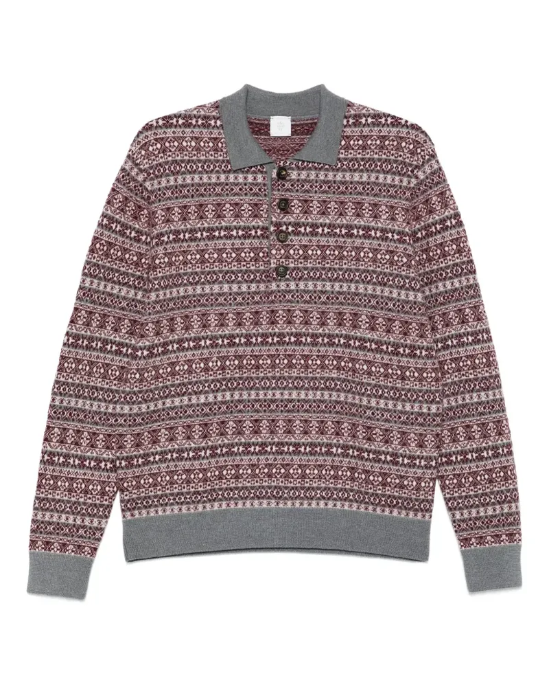 Eleventy Langärmeliges Intarsien-Poloshirt - Rot Rot