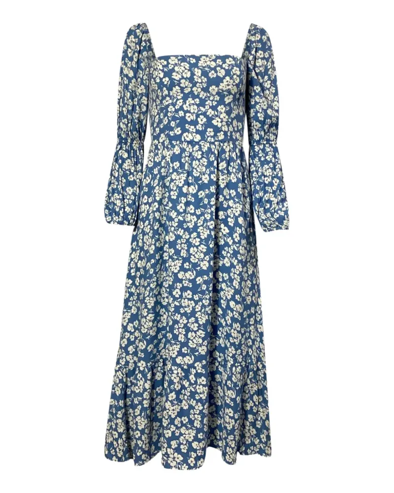 Reformation Midikleid mit Blumen-Print - Blau Blau