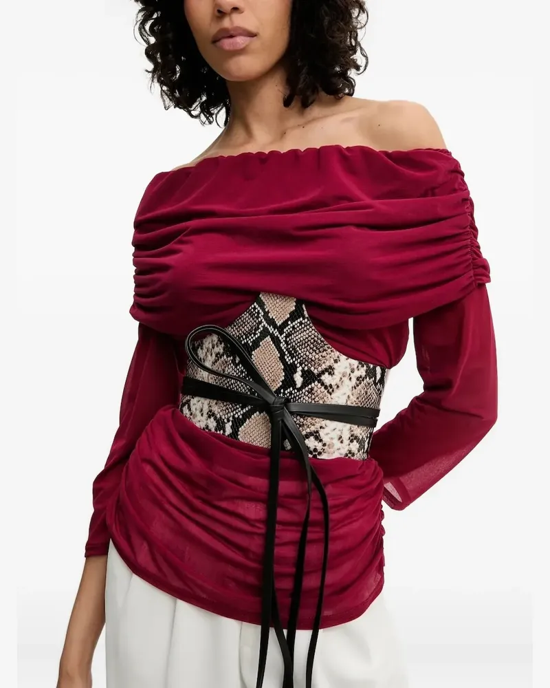 IRO Corsage-Gürtel mit Schlangenleder-Print - Braun Braun