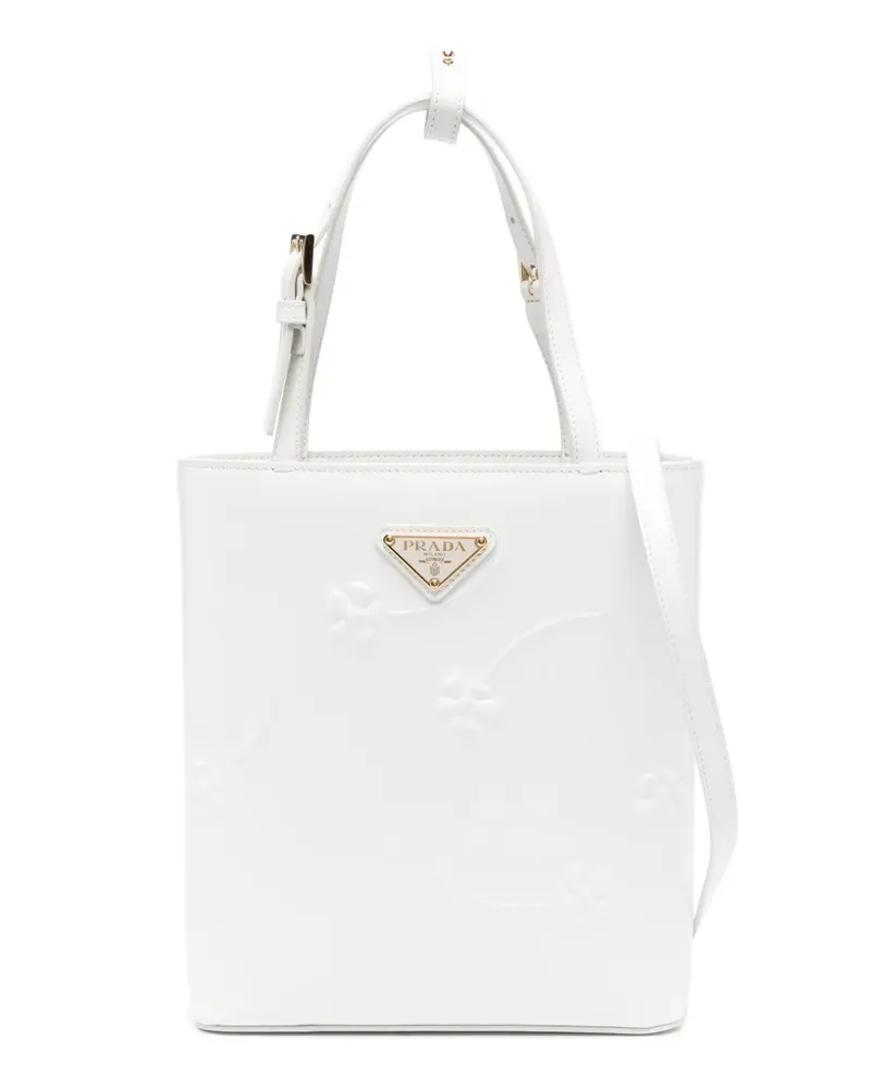 Prada Handtasche mit geprägten Blumen - Weiß Weiß