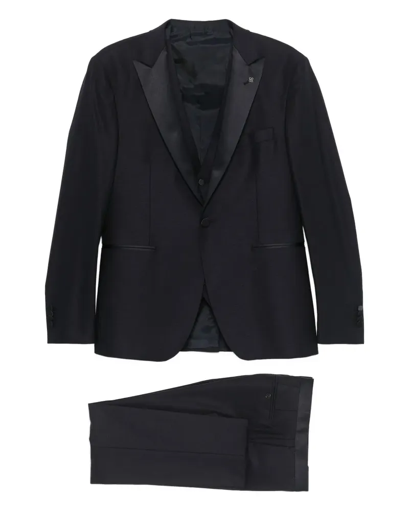 Tagliatore satin-trim suit - Blau Blau