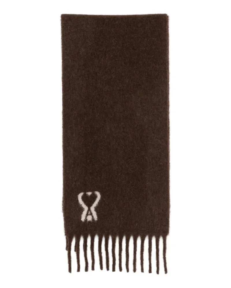 AMI Paris Ami de Coeur Schal mit Fransen - Braun Braun