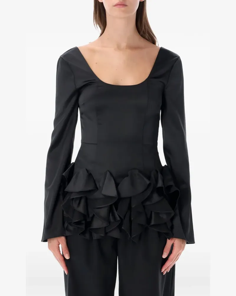 OpéraSPORT Vittoria ruffled long-sleeve top - Schwarz Schwarz