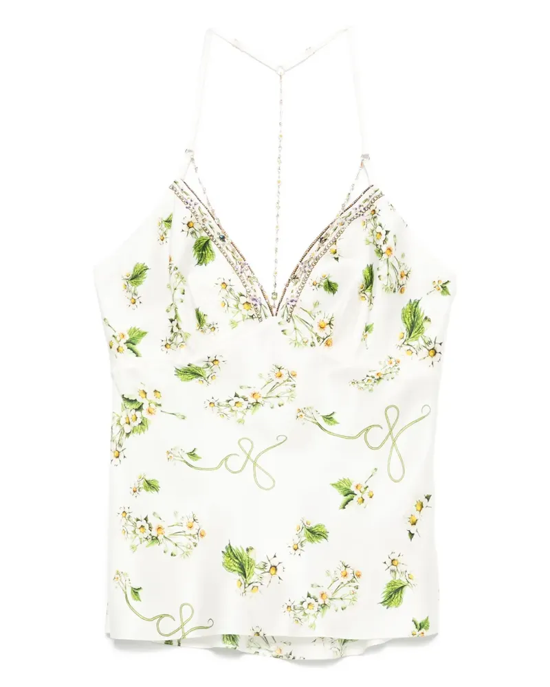 Camilla Seidenoberteil mit Blumen-Print - Weiß Weiß