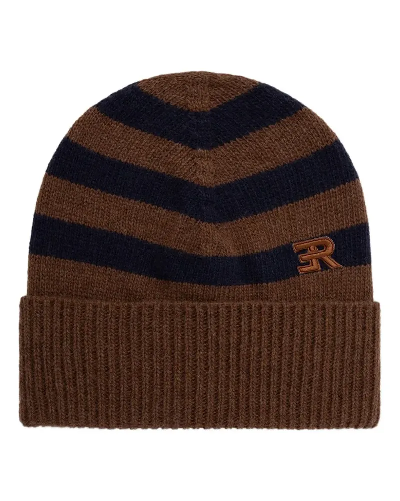 Ermanno Scervino Gestreifte Beanie mit Logo-Stickerei - Braun Braun
