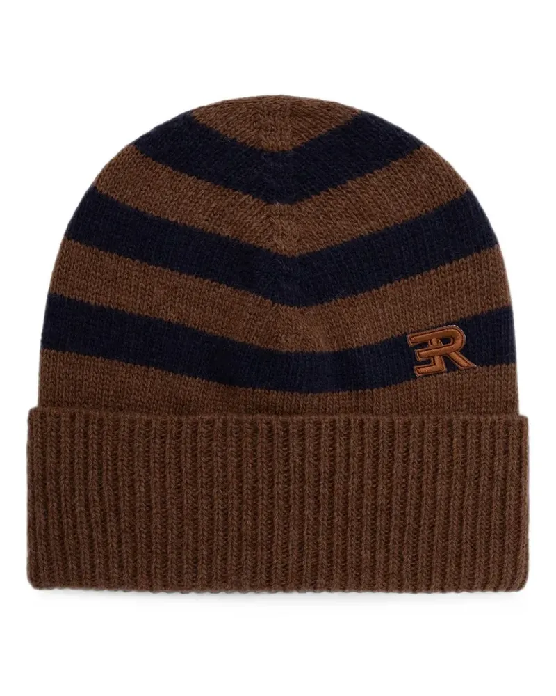 Ermanno Scervino striped logo-embroidered beanie hat - Braun Braun