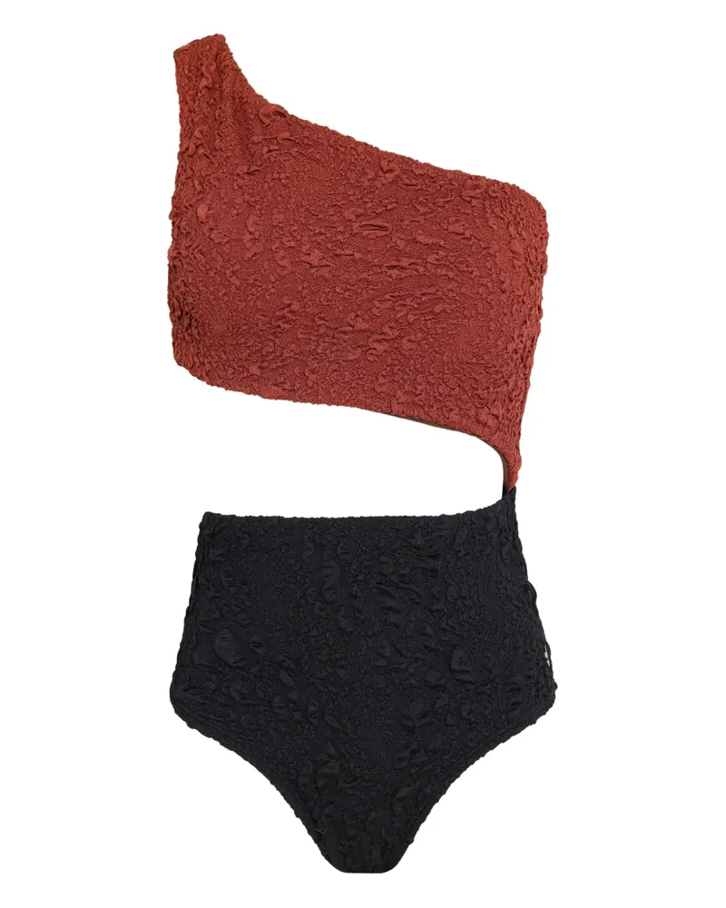 BRIGITTE one-shoulder textured swimsuit - Schwarz Schwarz