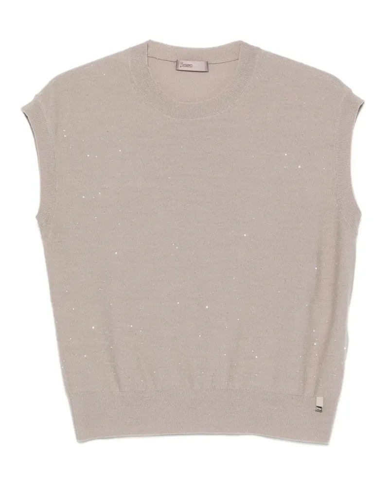 Herno sequin-embellished cap-sleeve vest - Nude Nude