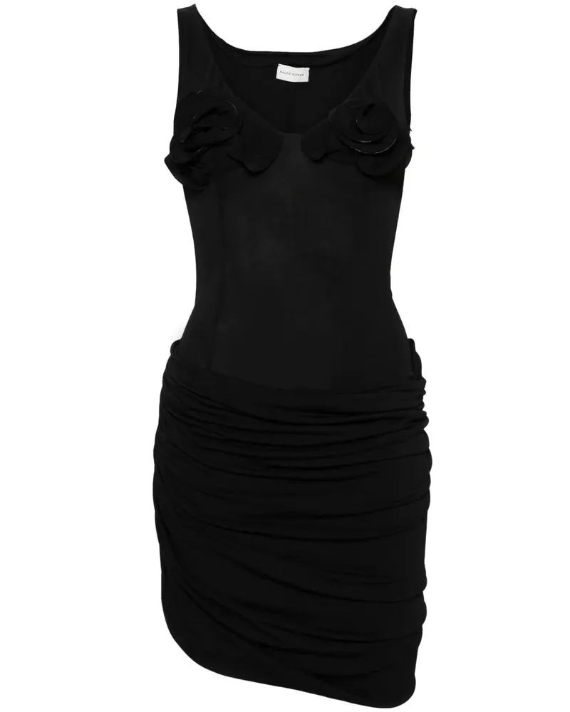Magda Butrym Minikleid mit Blumenapplikation - Schwarz Schwarz