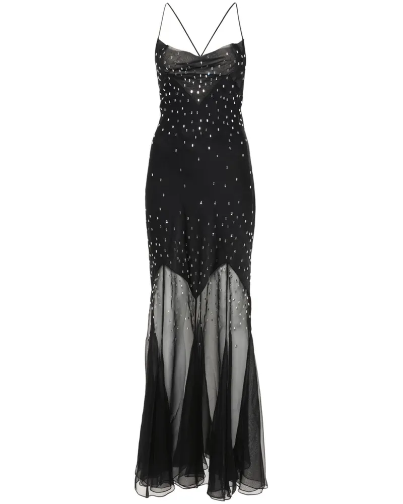 Paco Rabanne Langes Kleid mit Kristallen - Schwarz Schwarz