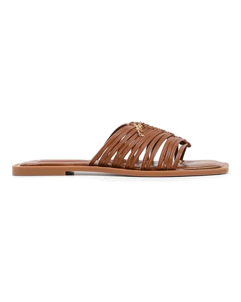 Karl Lagerfeld strappy logo-plaque sandals - Braun Braun