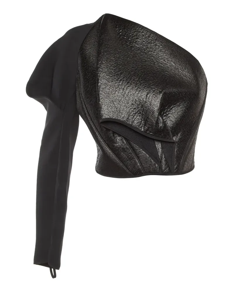 Maticevski Regiment One-Shoulder-Top - Schwarz Schwarz