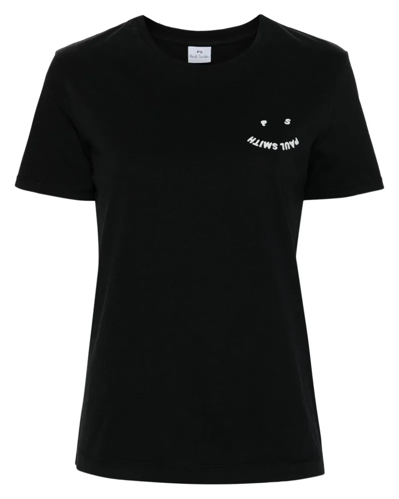 Paul Smith Happy T-Shirt aus Bio-Baumwolle Schwarz