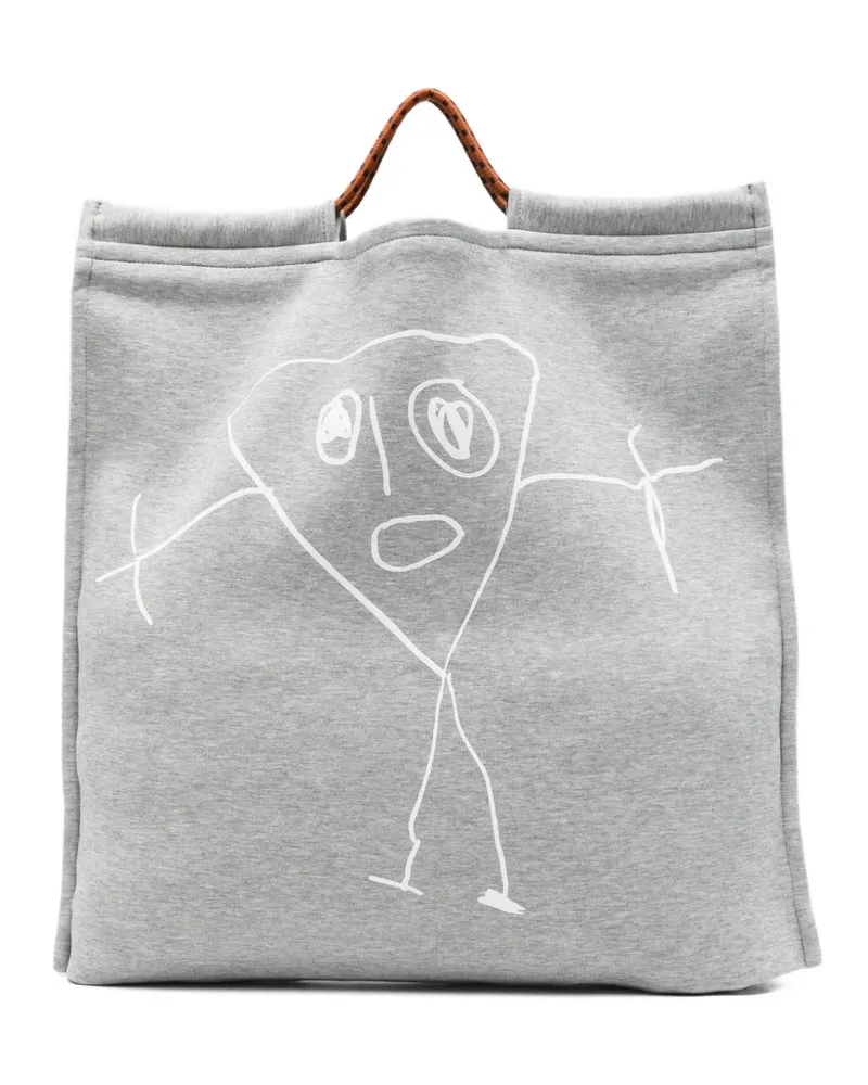 PLAN C Handtasche mit grafischem Print - Grau Grau