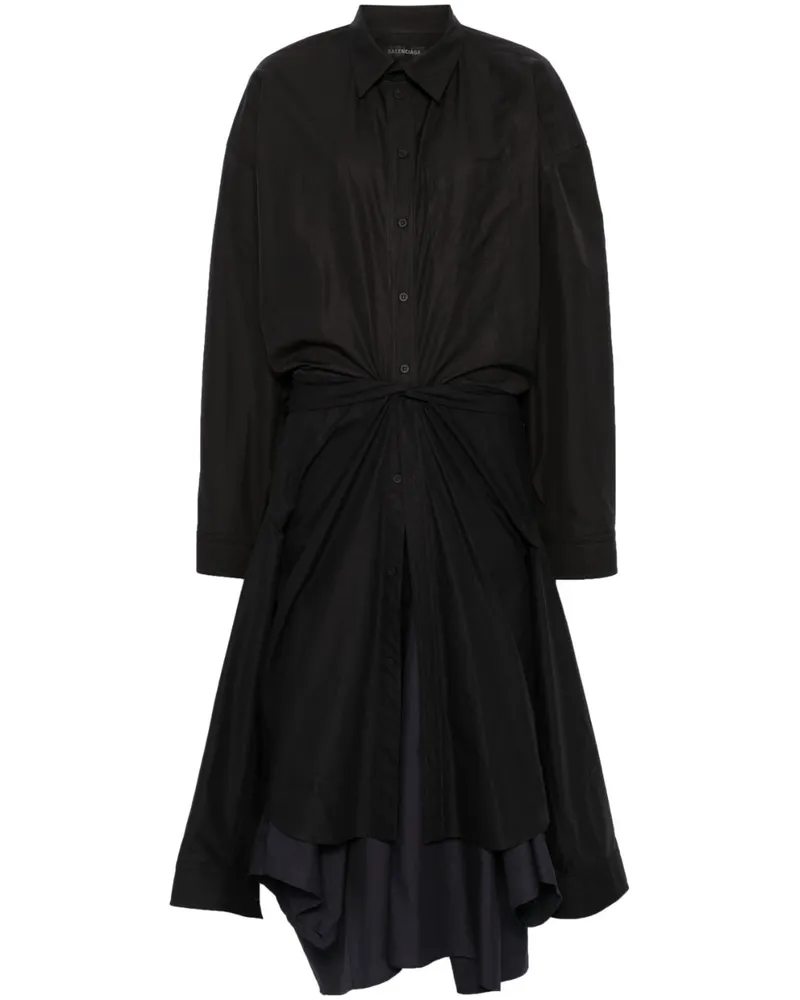 Balenciaga Maxi Patched Hemdkleid - Schwarz Schwarz