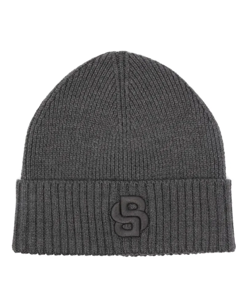 HUGO BOSS Beanie mit Logo-Stickerei - Grau Grau