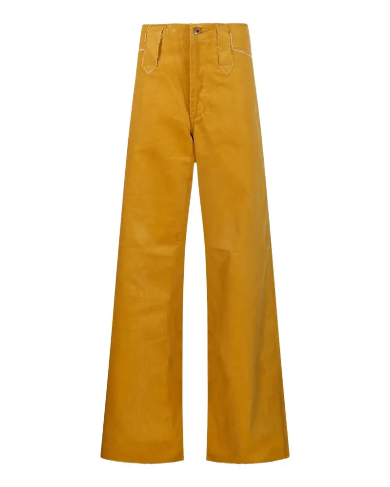 KURO corduroy frayed-edge trousers - Gelb Gelb
