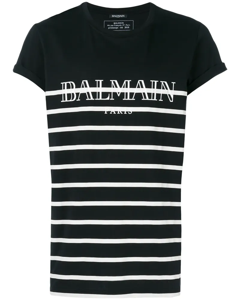 Balmain Gestreiftes T-Shirt - Schwarz Schwarz