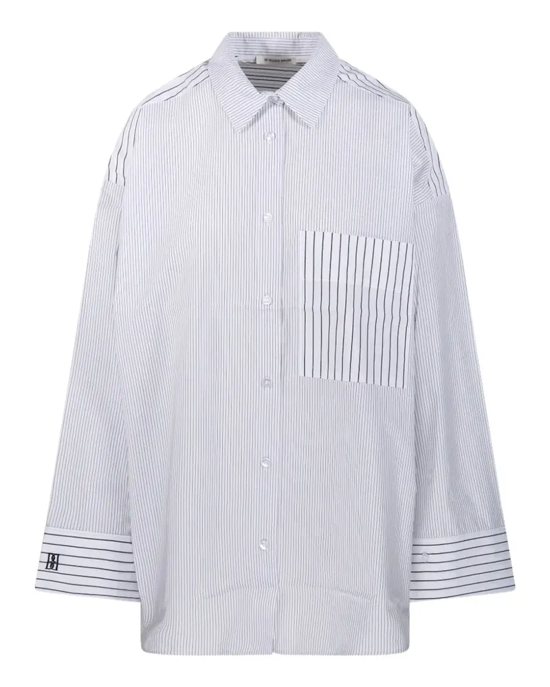 By Malene Birger Derris pinstripe chest-pocket shirt - Weiß Weiß