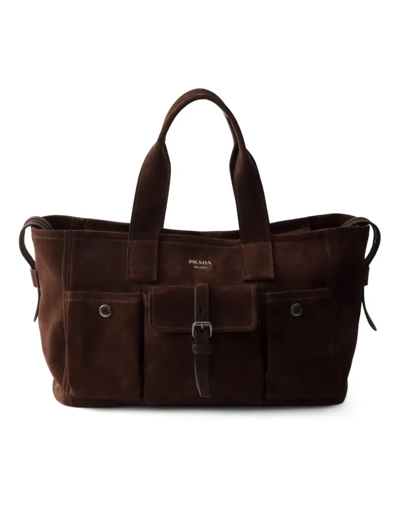 Prada Große Route Tasche aus Wildleder - Braun Braun