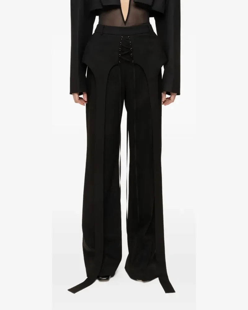 NISSA exaggerated hips lace-up trousers - Schwarz Schwarz