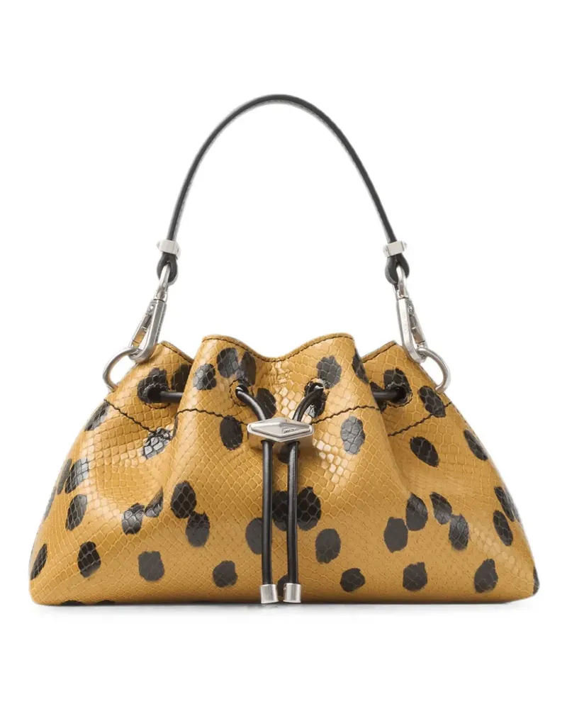 Jimmy Choo Cinch small spotted elaphe printed leather shoulder bag cigar and black - Nude Nude