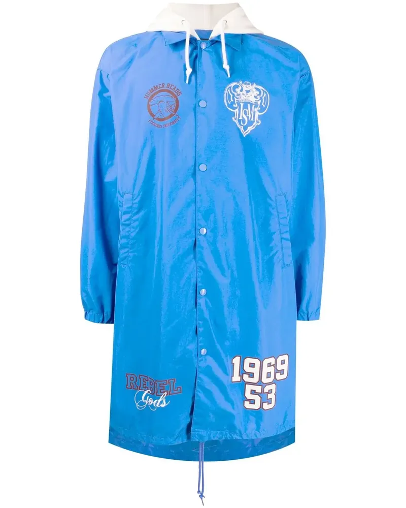 Undercover Kapuzenmantel mit Logo-Print - Blau Blau