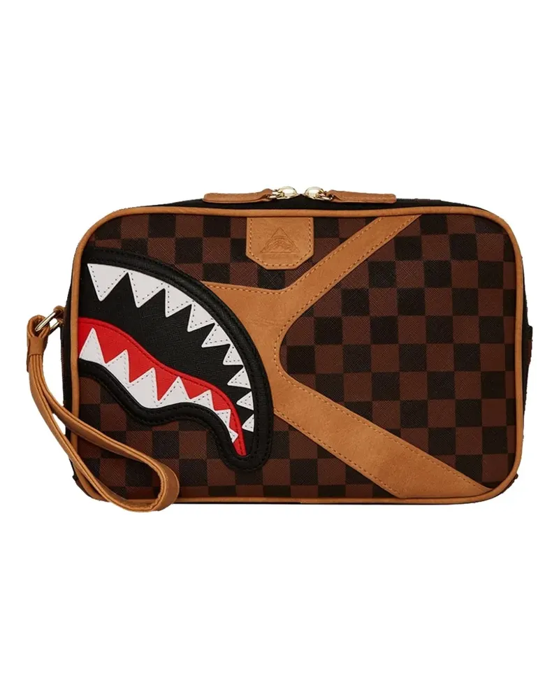 Sprayground Hennyville shark-motif wash bag - Braun Braun