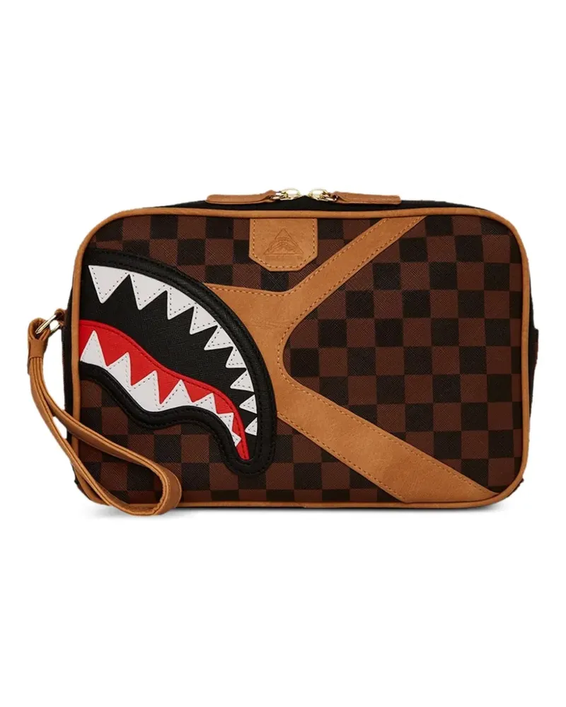 Sprayground Hennyville Kulturbeutel mit Haimotiv - Braun Braun